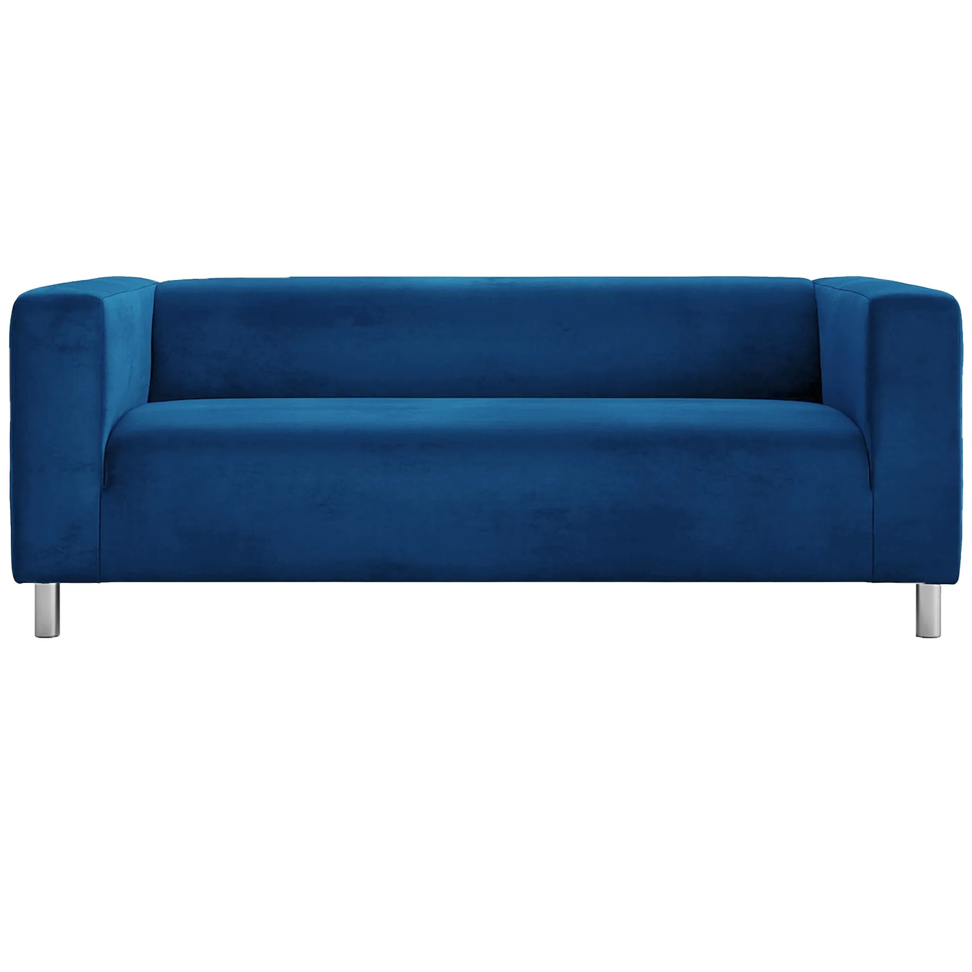 Amazon eBay Etsy IKEA Klippan 2-seater Sofa Cover replacement in Prussian Blue soft velvet fabric for loveseat slipcover by Cosy Burrows, available in UK, USA, and Canada