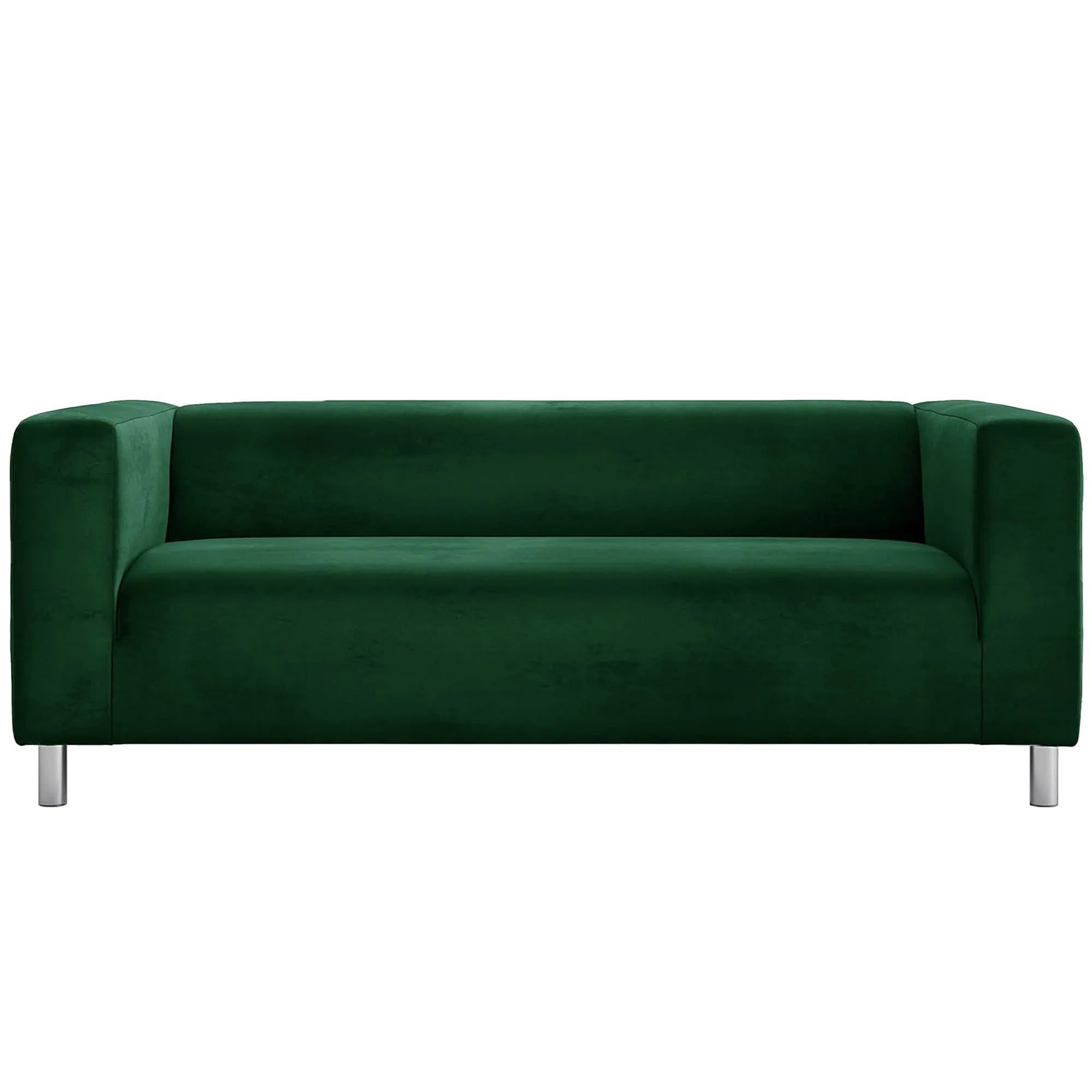 Amazon IKEA Klippan 2-seater Sofa Cover replacement in bottle green velvet fabric for loveseat slipcover by Cosy Burrows, available in UK, USA, and Canada