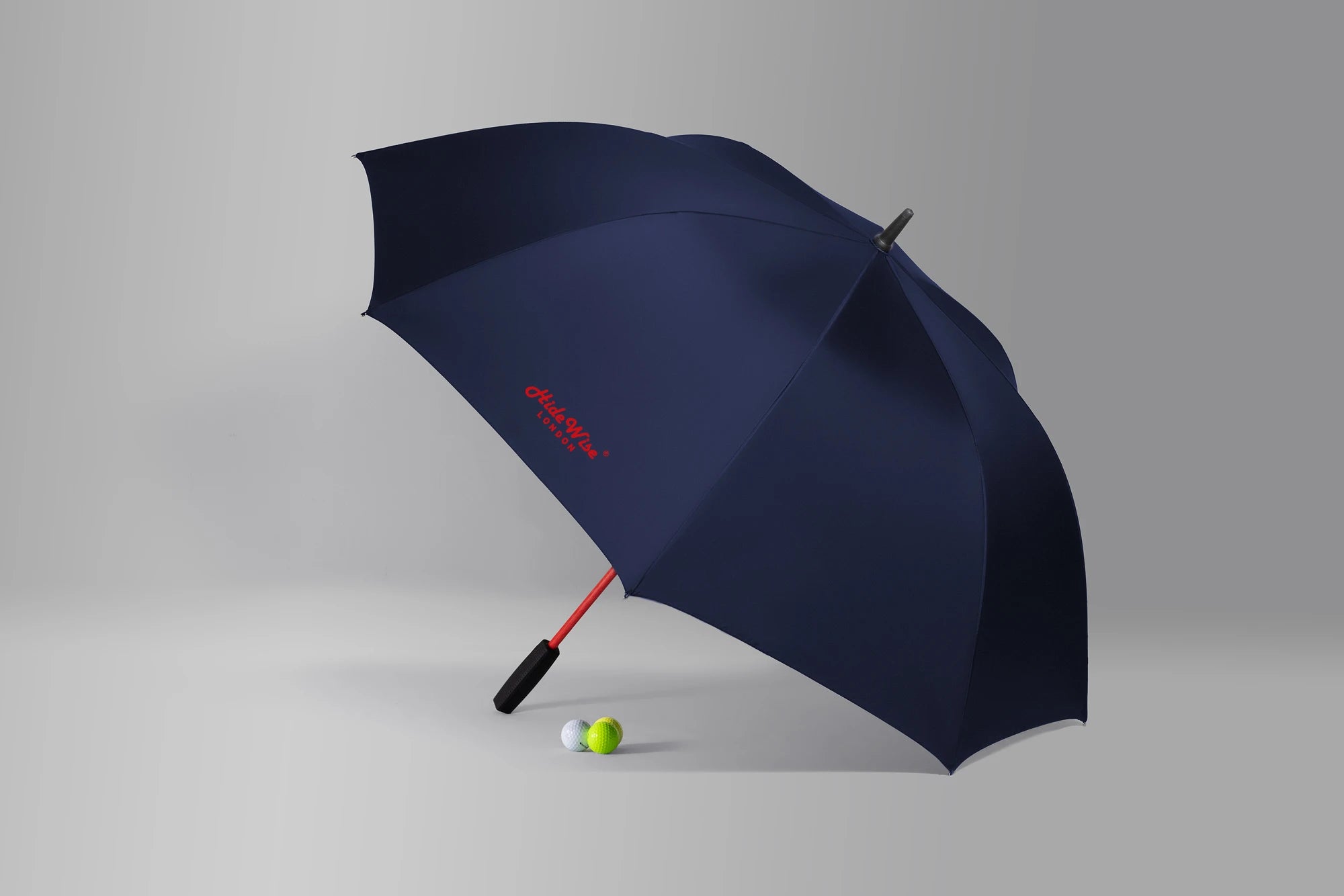 Hidewise London premium quality luxury brand golf umbrella gift, strong, sturdy, windproof, gustproof, available in blue and red colours