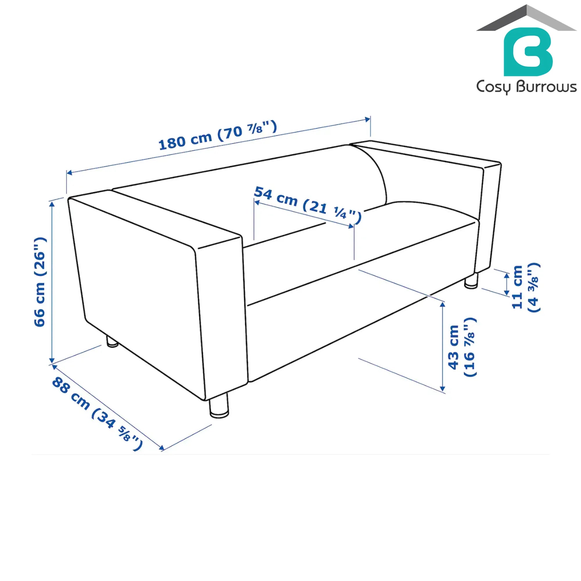 IKEA Klippan 2-seat Sofa Cover replacement for loveseat, with sofa dimensions